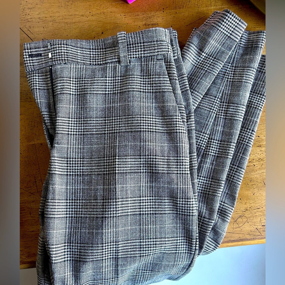 H&M plaid straight leg trouser pants